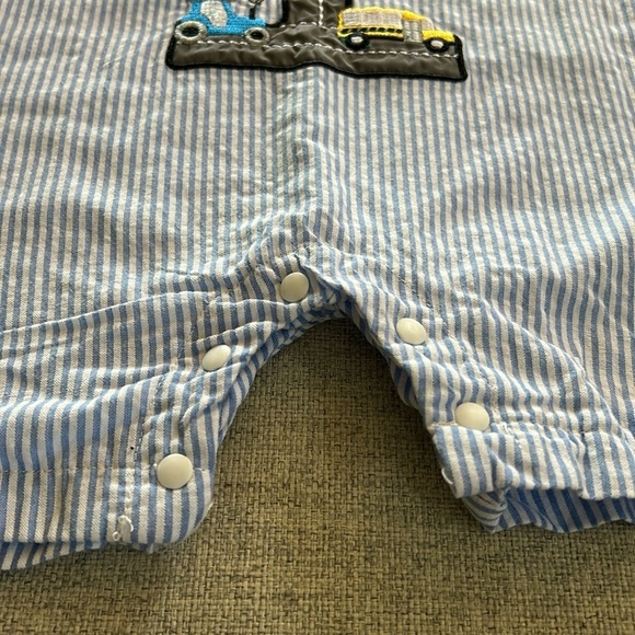 Seersucker Summer Toddler Romper - Picture 2 of 10
